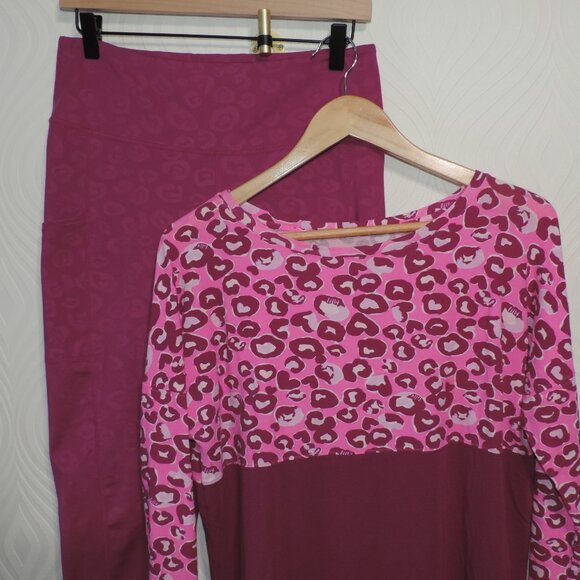LILLY PULITZER LUXLETIC Top & Leggings Set sz M/L Pink & Wine - Picture 7 of 16